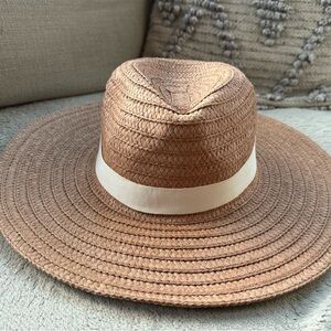 Madewell Tan Straw Hat with Cream Accent